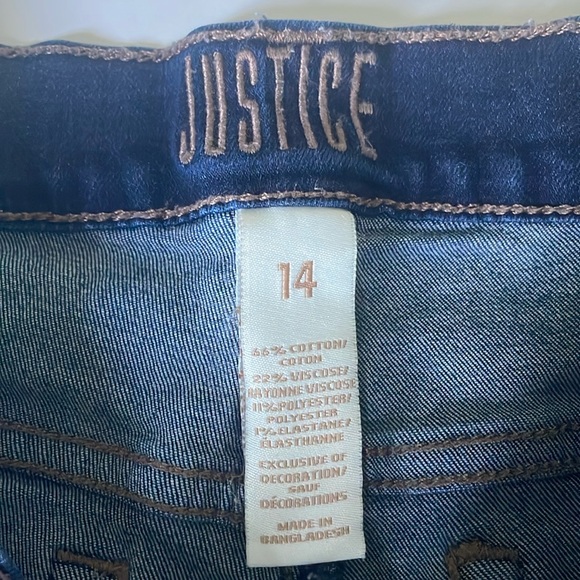 Justice Girls Dark Washed- Denim Ripped Shorts - Picture 3 of 3